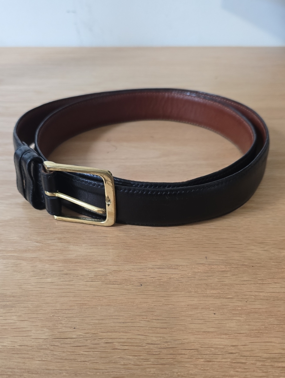 Coach Black Leather Belt with Gold Buckle